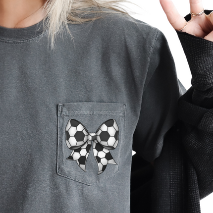 Comfort Colors Pocket Tee | Soccer Bow Coquette [562]