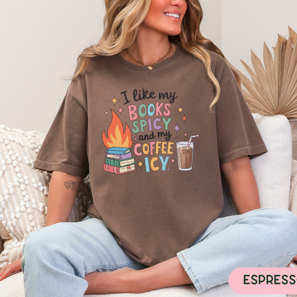 Ready to Ship | Comfort Colors Tee | Books Spicy Coffee Icy [B041]
