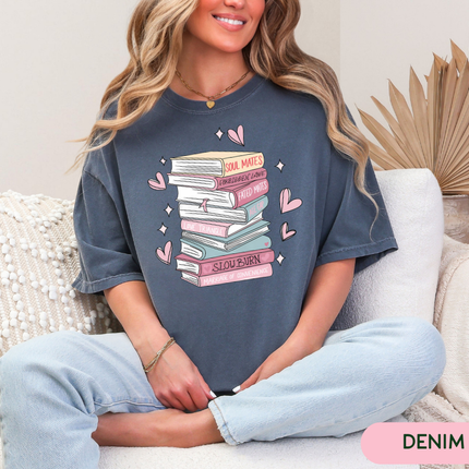 Comfort Colors Tee | Romance Book Stack [B027]