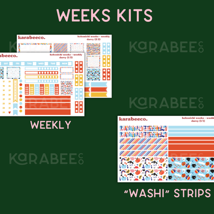 Darcy Hobonichi Sticker Kit | Cousin A5, Techo A6, Weeks