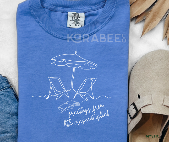 Ready to Ship | Comfort Colors Tee | Greetings from Little Crescent Island | B055