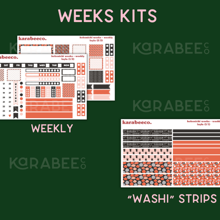 Layla Hobonichi Sticker Kit | Cousin A5, Techo A6, Weeks