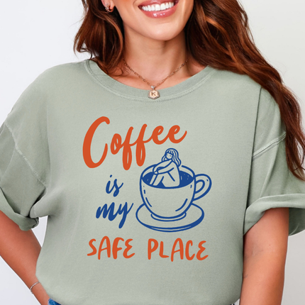 Comfort Colors Tee | Coffee is my Safe Place [i001]
