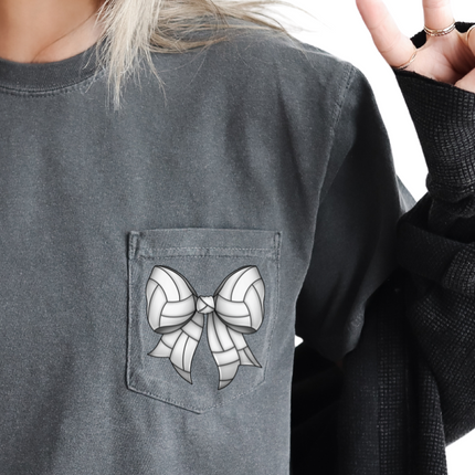 Comfort Colors Pocket Tee | Volleyball Bow Coquette [564]