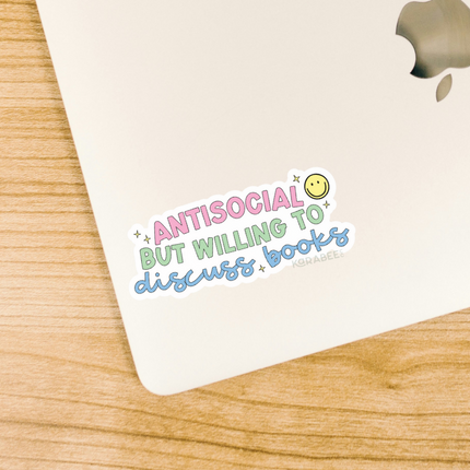 STICKER | Antisocial but Willing to Discuss Books | BOOKS00037