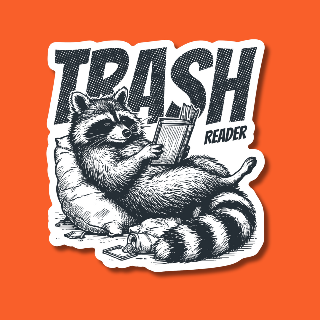 STICKER | Trash Reader Raccoon | BOOKS00026